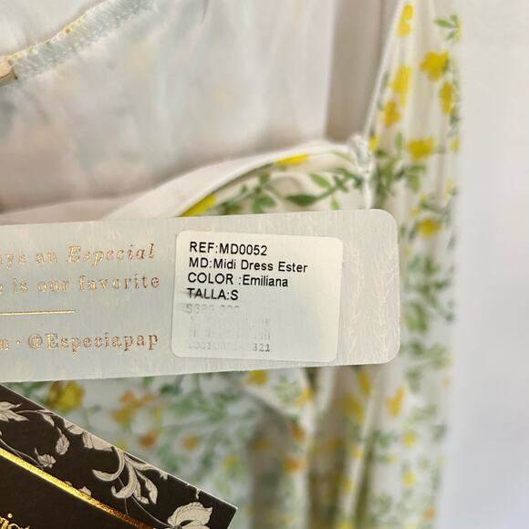 NEW Especia One Shoulder Floral Ester Midi Dress Yellow Size S - Picture 9 of 10